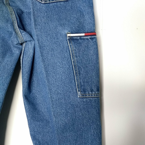 Tommy Hilfiger Blue Jeans Womens Size 9 Cargo Straight Leg Knee Patches - Picture 3 of 14